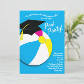 Invitation Piscine Party Beach Ball (Debout devant)