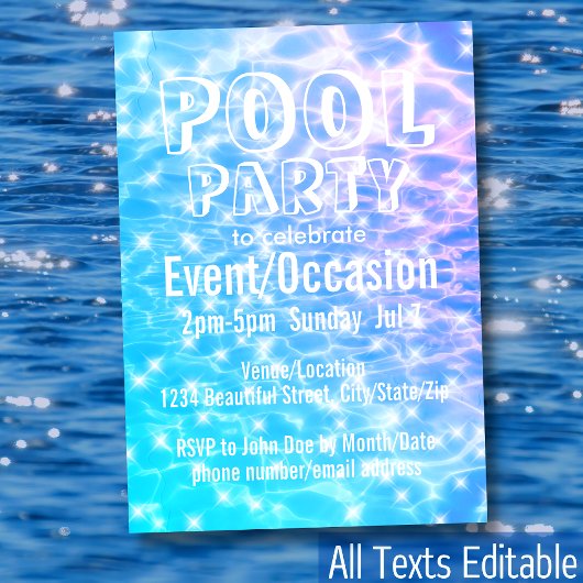 Invitation Piscine Party Beach Party Summer Party