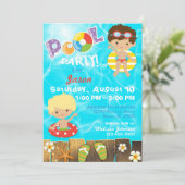 Invitation Piscine Party Enfants baignade Anniversaire (Debout devant)