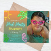 Invitation Piscine Party Neon Paysage