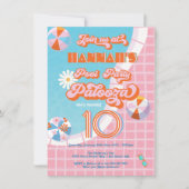 Invitation Piscine Party Palooza Hippie Anniversaire (Devant)