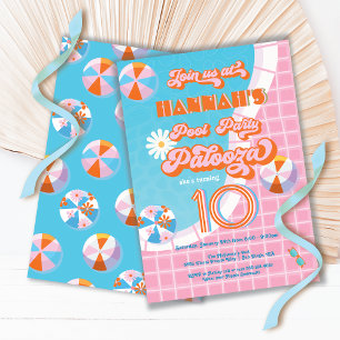 Invitation Piscine Party Palooza Hippie Anniversaire
