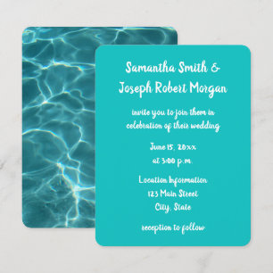 Invitation Piscine Photo de Mariage Vert Aqua