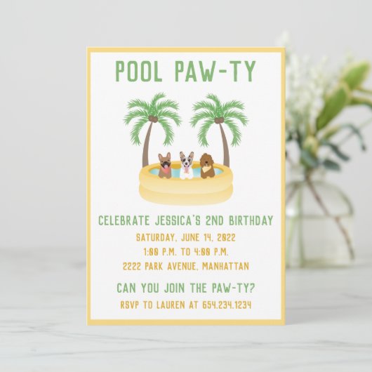 Invitation Piscine pour chiens d'été (Debout devant)