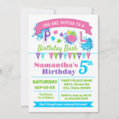 Invitation Piscine rose anniversaire bash été (Devant)