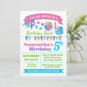 Invitation Piscine rose anniversaire bash été (Debout devant)