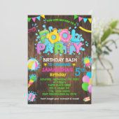 Invitation Piscine rose Anniversaire Fête du caoutchouc Canar (Debout devant)