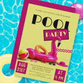 Invitation Piscine rose jaune