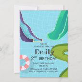 Invitation Piscine toboggans fête d'anniversaire, toboggan aq (Devant)