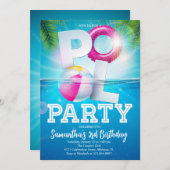 Invitation Piscine tropicale Anniversaire (Devant / Derrière)