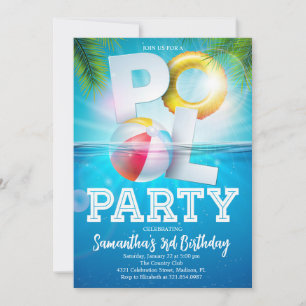 Invitation Piscine tropicale Anniversaire