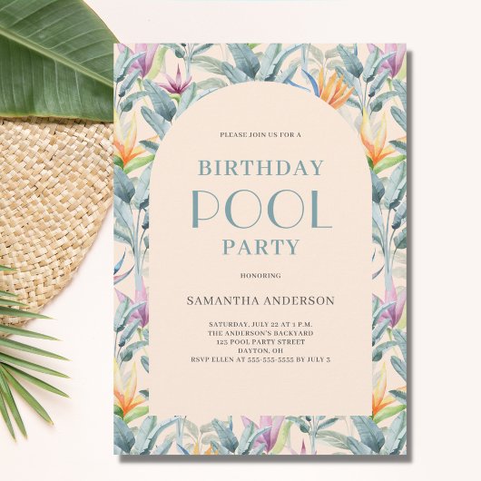 Invitation Piscine tropicale Anniversaire