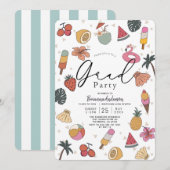 Invitation Piscine tropicale Articles d'été Graduation (Devant / Derrière)