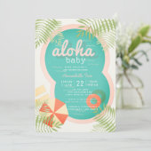 Invitation Piscine tropicale Beige Aloha Baby shower Invitati (Debout devant)