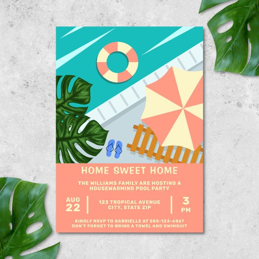 Invitation Piscine tropicale de la fête de la piscine