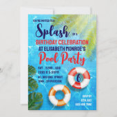 Invitation Piscine tropicale, fête de la piscine d'anniversai (Devant)