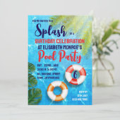 Invitation Piscine tropicale, fête de la piscine d'anniversai (Debout devant)