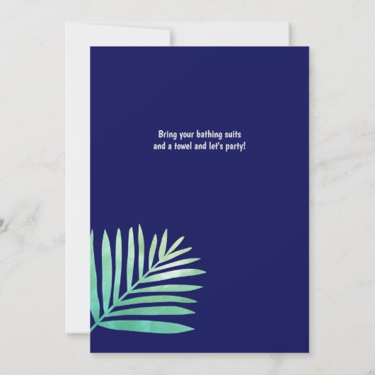 Invitation PISCINE tropicale Flamant rose ananas Aloha Luau (Dos)