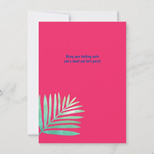 Invitation PISCINE tropicale Flamant rose ananas Aloha Luau (Dos)