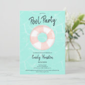 Invitation Piscine tropicale flotteur rose Sweet 16 (Debout devant)
