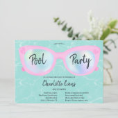Invitation Piscine tropicale lunettes holographiques Sweet 16 (Debout devant)