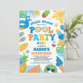 Invitation Piscine tropicale Piscine d'été fête d'anniversair (Debout devant)