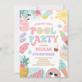 Invitation Piscine tropicale Piscine d'été fête d'anniversair (Devant)