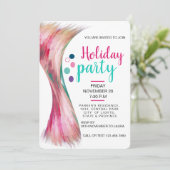 Invitation Piscine Vacances d'été Turquoise rose Aquarelle (Debout devant)