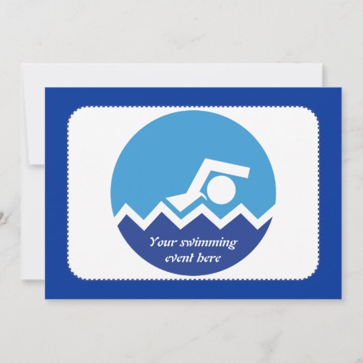 Invitation Pismming venin, swimmer on blue circle custom (Devant)
