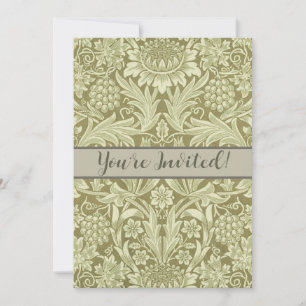 Invitation Pissenlit de William Morris Damassé Vintage Olive