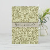 Invitation Pissenlit de William Morris Damassé Vintage Olive (Debout devant)