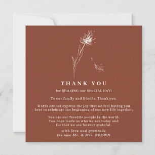 Invitation Pissenlit en terre cuite Boho Indie minimal merci