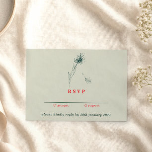 Invitation Pissenlit Répondre aimablement Floral Boho Vert Ro
