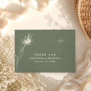 Invitation Pissenlit vert sauge remerciement mariage personna