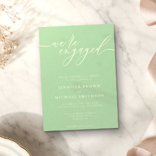 Invitation Pistache & Crème Simple Minimal Nous sommes fiancé