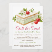 Invitation Pistachio Crème glacée Sandwich Day Aquarelle (Devant / Derrière)