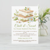 Invitation Pistachio Crème glacée Sandwich Day Aquarelle (Debout devant)