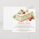 Invitation Pistachio Crème glacée Sandwich Day Aquarelle (Devant / Derrière)