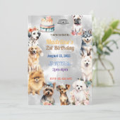 Invitation Pistes de fête : Festive Chien Anniversaire Thème (Debout devant)