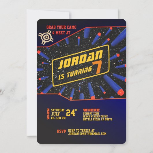 Invitation Pistolet à Fléchettes (Devant)