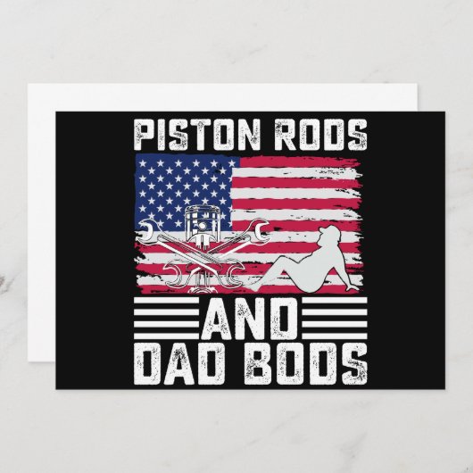 Invitation Piston Rods Et Papa Bods Mécanique Usa 4 juillet (Devant / Derrière)