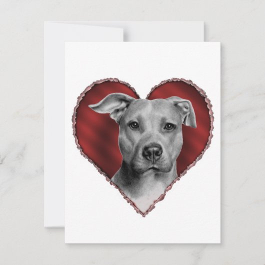 Invitation Pit Bull avec le coeur (Devant)