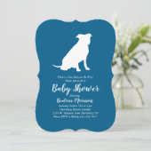 Invitation Pit Bull Chien Baby shower Blue Boy Pitbull (Debout devant)