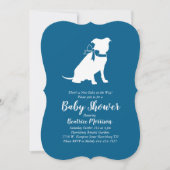 Invitation Pit Bull Chien Baby shower Blue Boy Pitbull (Devant)