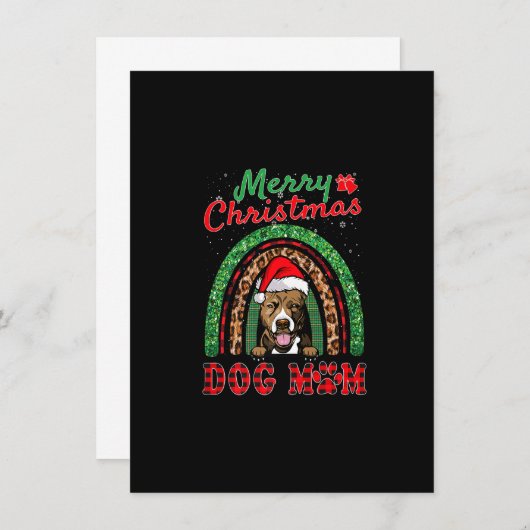 Invitation Pit Bull Noël Santa Hat Chien Maman Boho Arc-en-ci (Devant / Derrière)