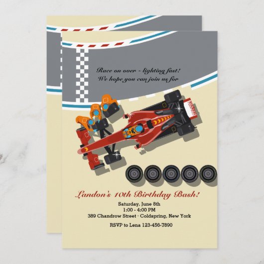 Invitation Pit Stop (Devant / Derrière)