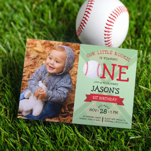 Invitation Pitch & Ribbon de baseball mignon Photo 1er annive