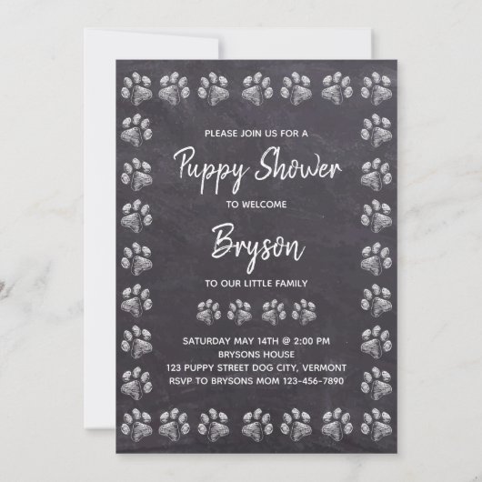 Invitation Pitter Patter Puppy Pieds Nouveau Pet Chien Chien  (Dos)