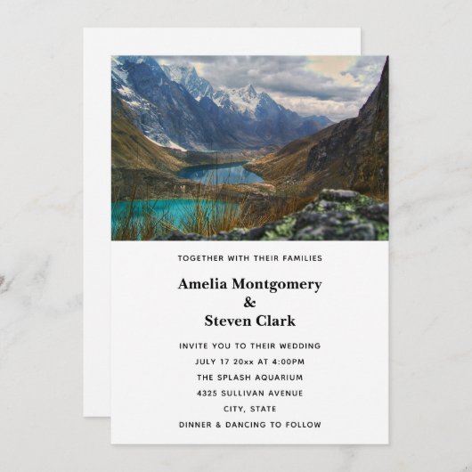 Invitation Pittoresque Alpine Mountains Mariage photo (Devant / Derrière)