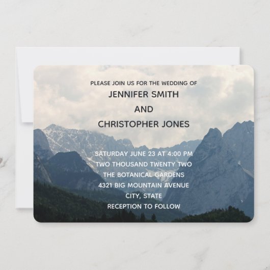 Invitation Pittoresque Alpine Mountains Nature Photo Mariage (Devant)